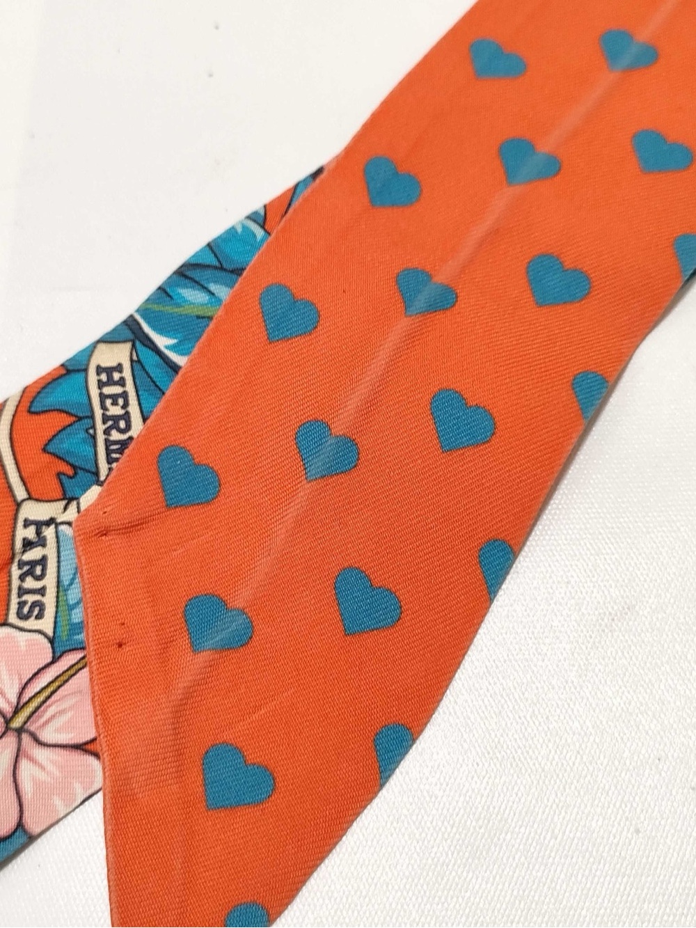 Hermès Silk Jungle Love Love Twilly Orange Bleu Brun (Used) - Picture 4 of 9